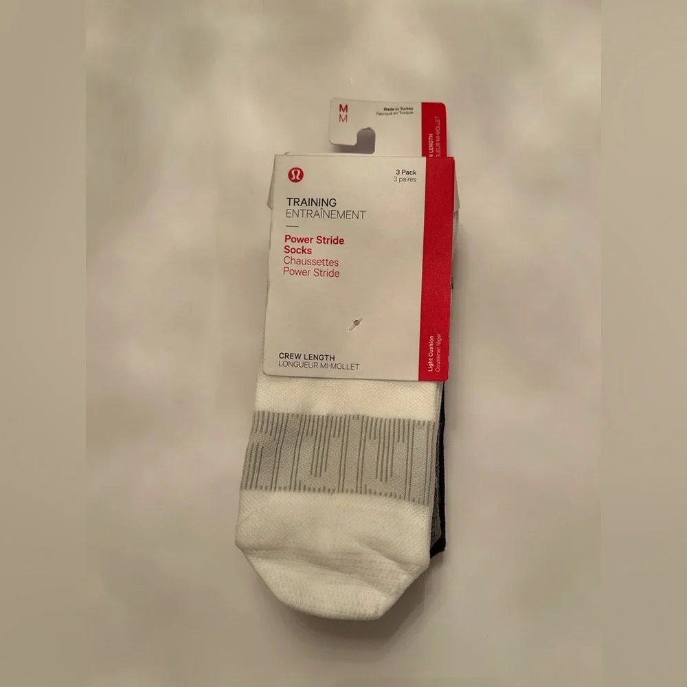 lululemon athletica Crew Socks 3-Pack - White,‎ Black, Gray
